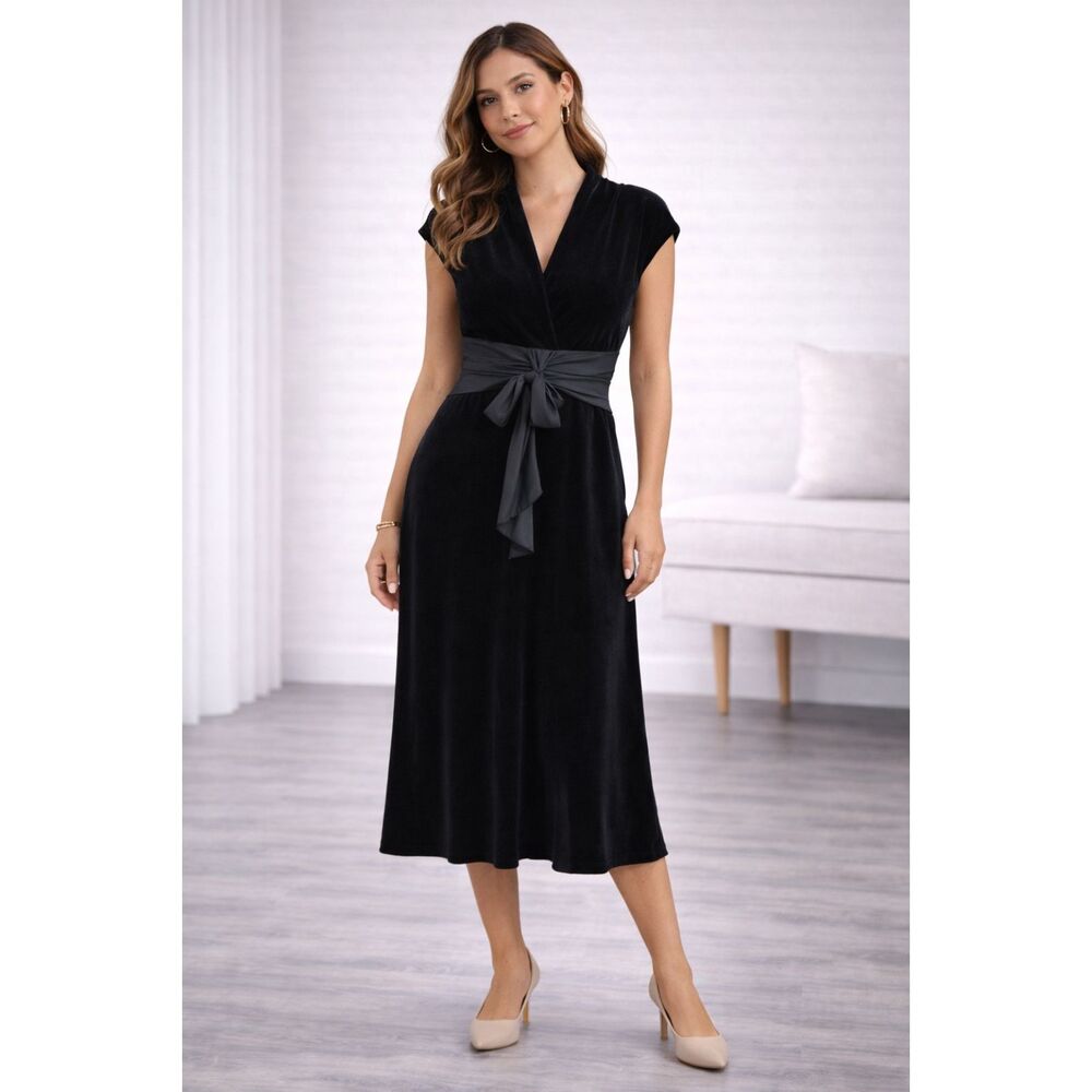 Alex Evenings Sleeveless Velvet Dress Black 6